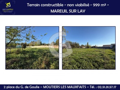 TERRAIN CONSTRUCTIBLE NON VIABILISÉ - 999M² - A VENDRE - MAREUIL SUR LAY DISSAIS