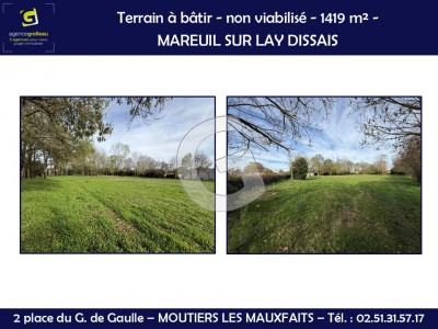TERRAIN A BATIR NON VIABILISÉ - 1419 M² - A VENDRE - MAREUIL SUR LAY