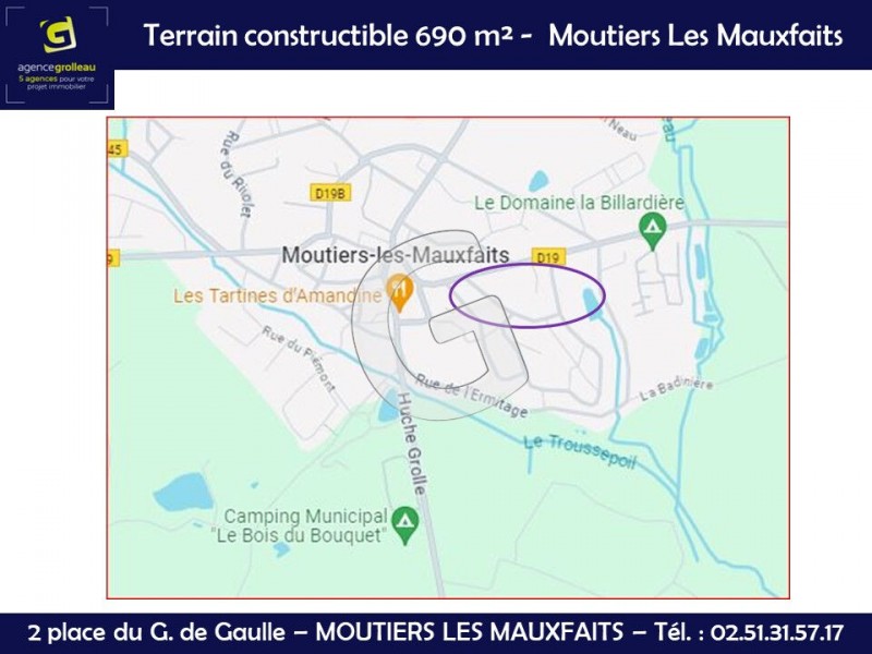 vente Terrain Moutiers-les-Mauxfaits 690 m²