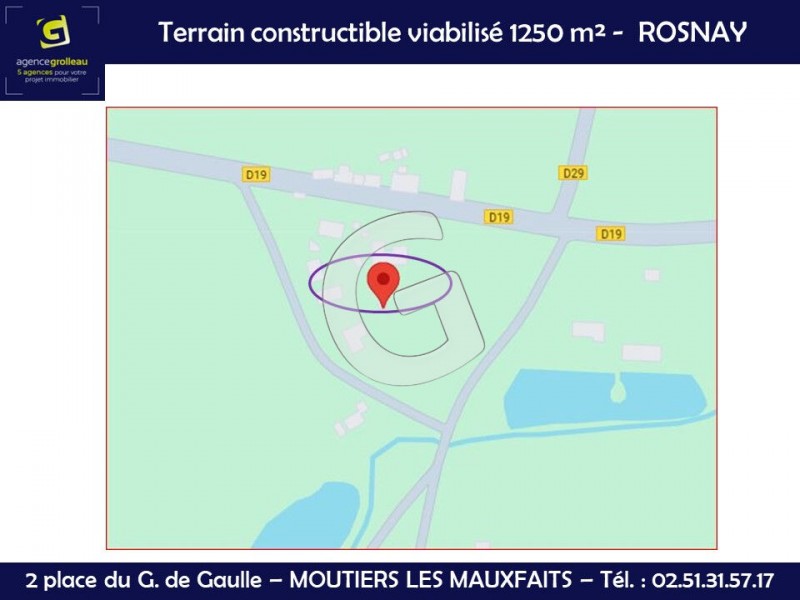 vente Terrain Rosnay 1250 m²